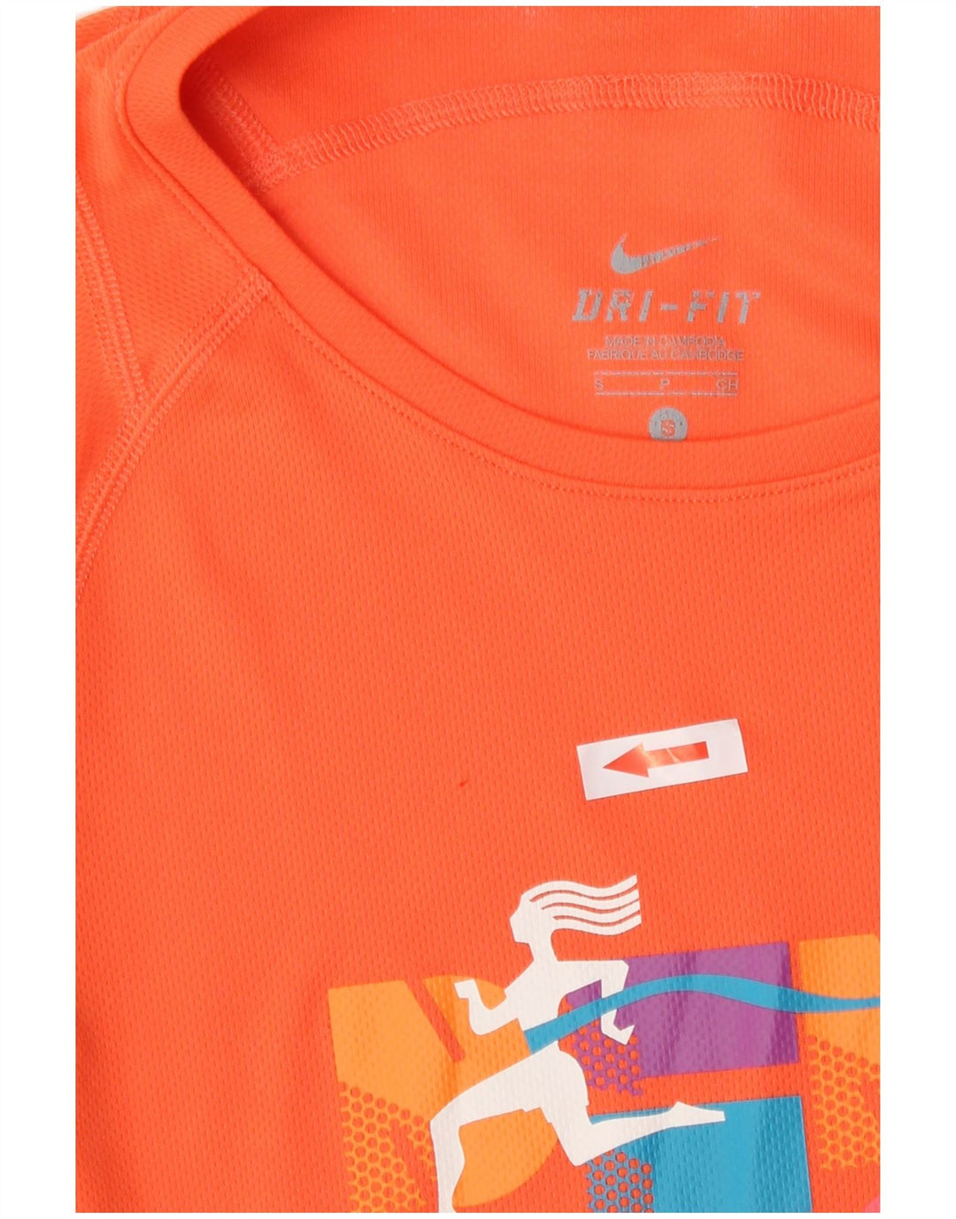 Nike Womens Dri Fit Graphic T-Shirt Top UK 10 Small Orange Polyester