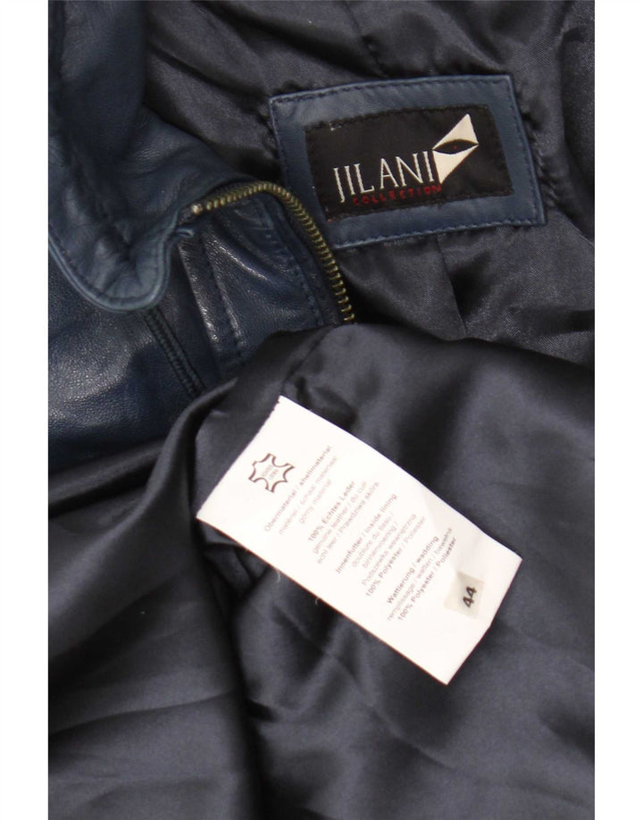 Jilani Mens Loose Fit Leather Coat EU 44 XS Navy Blue