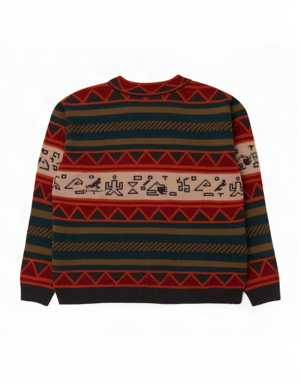 Vintage Womens V-Neck Jumper Sweater UK 16 Large Multicoloured Geometric