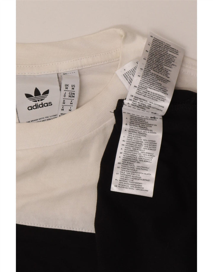 Adidas Mens T-Shirt Top Medium Black Colourblock Cotton