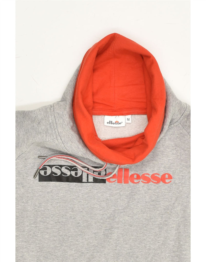 ELLESSE Womens Graphic Roll Neck Sweatshirt Jumper UK 14 Medium Grey | Vintage Ellesse | Thrift | Second-Hand Ellesse | Used Clothing | Messina Hembry 