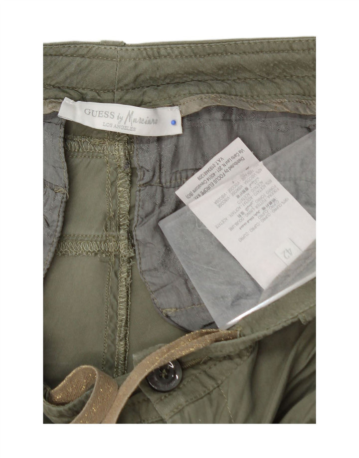 GUESS Womens Straight Cargo Trousers IT 42 Medium W30 L34 Khaki Cupro
