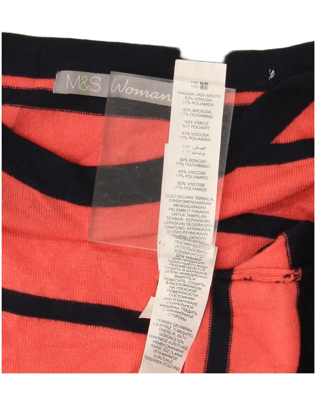 MARKS & SPENCER Womens Boat Neck Jumper Sweater UK 10 Small Red Striped
