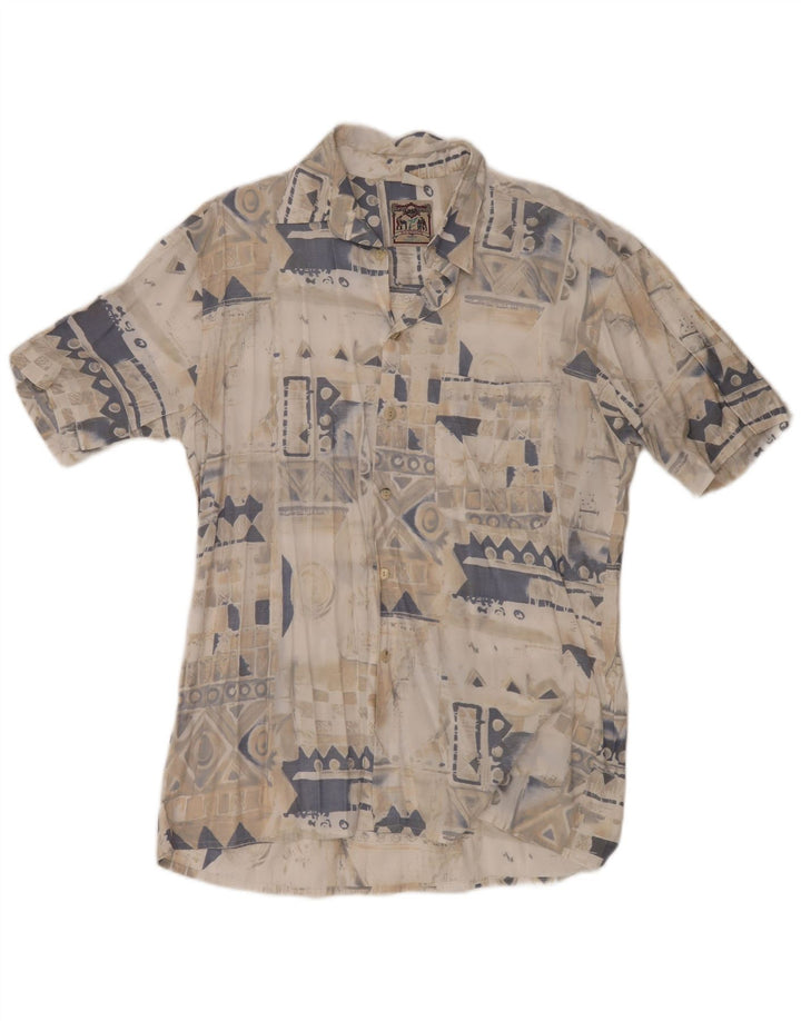 Rudnick Mens Short Sleeve Shirt Medium Beige Geometric