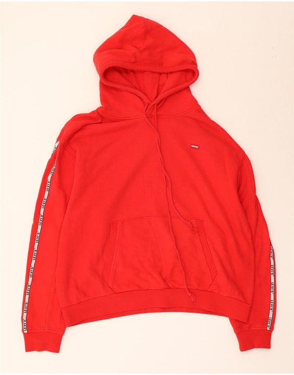 Levi's Womens Graphic Oversized Hoodie Jumper UK 14 Medium Red Cotton