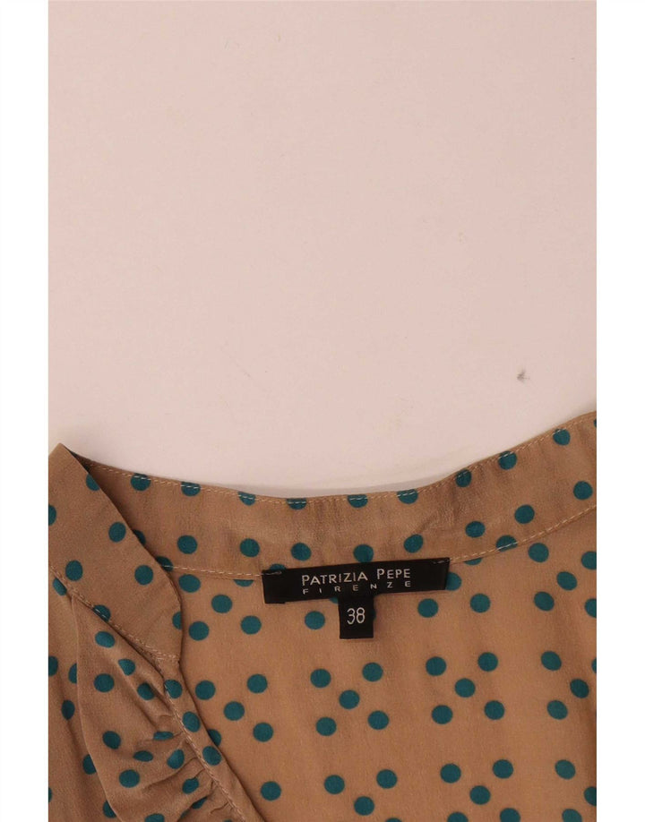 Patrizia Pepe Womens Blouse Top IT 38 XS Beige Polka Dot