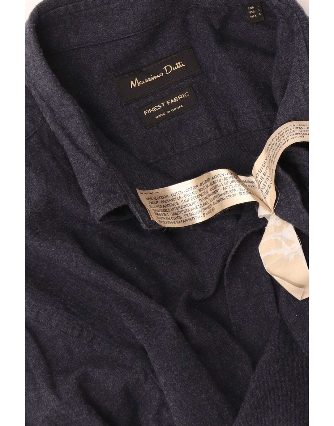 Massimo Dutti Mens Shirt Large Navy Blue Cotton