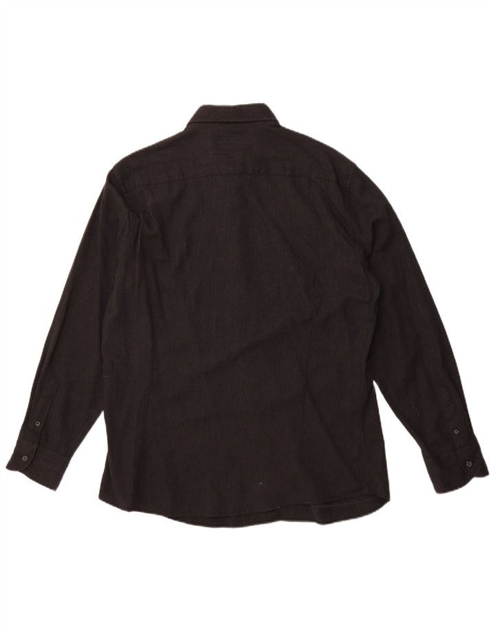 Massimo Dutti Mens Shirt Large Black Cotton