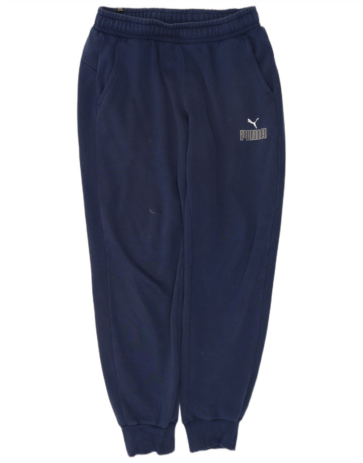 PUMA Mens Graphic Tracksuit Trousers Joggers Medium  Navy Blue Cotton
