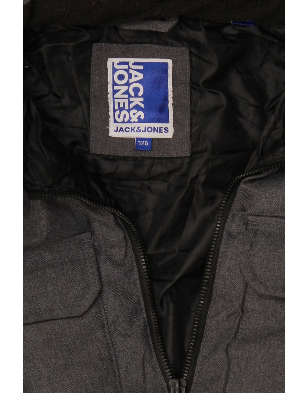 Jack & Jones Boys Hooded Padded Jacket 15-16 Years Grey Flecked