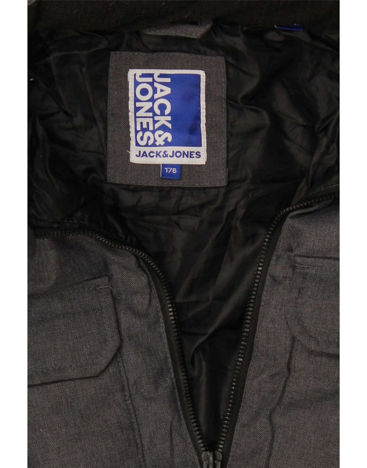 Jack & Jones Boys Hooded Padded Jacket 15-16 Years Grey Flecked