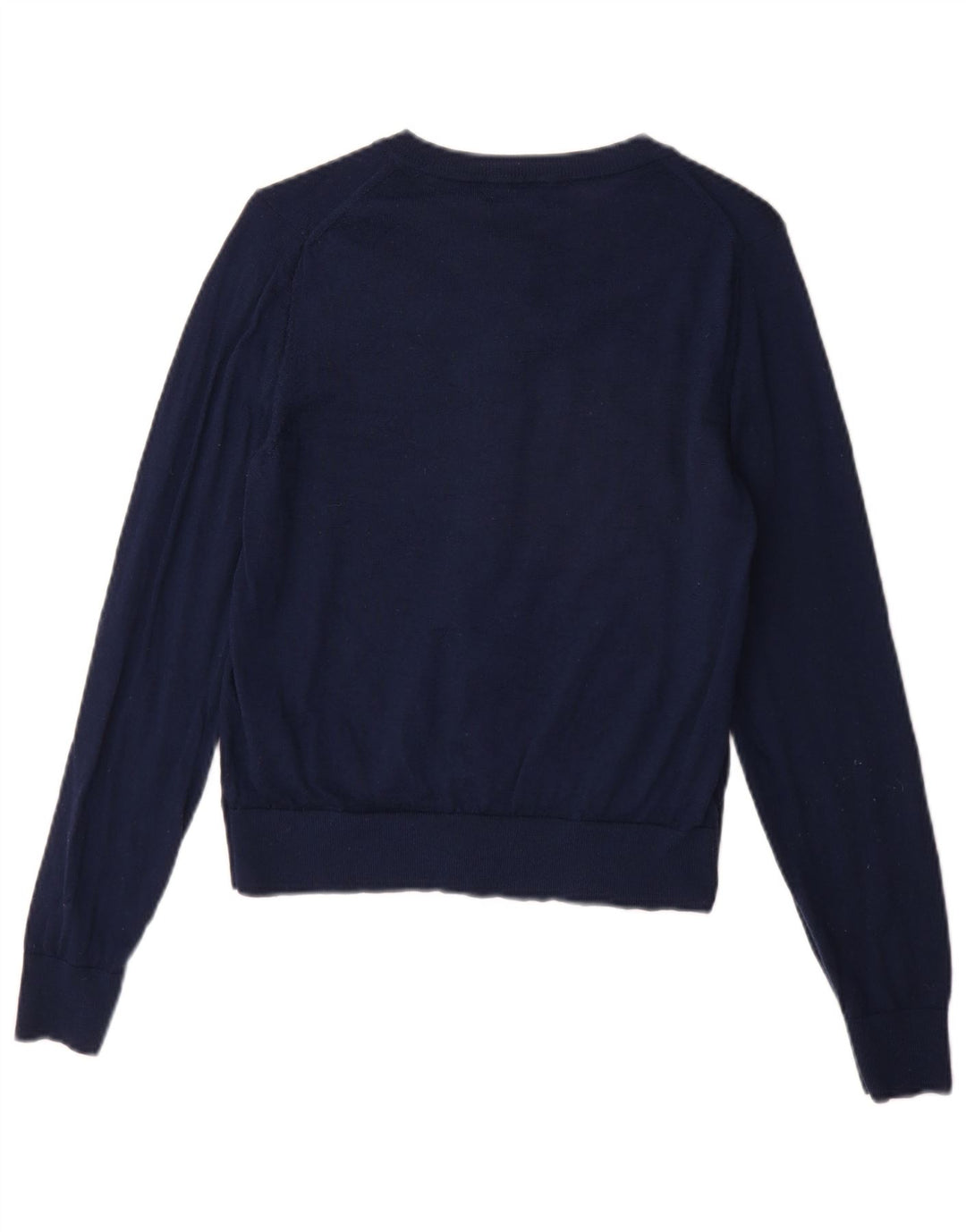 Marks & Spencer Womens Cardigan Sweater UK 14 Medium Navy Blue Merino Wool