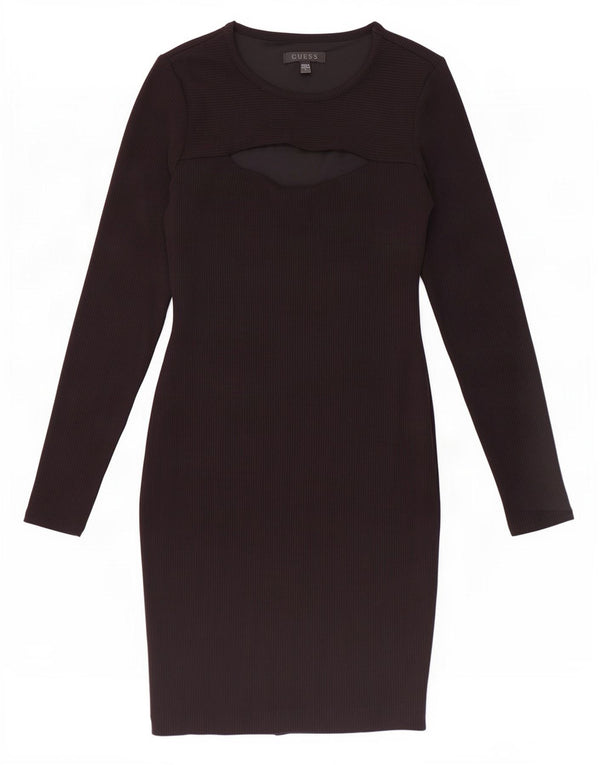 Guess Womens Long Sleeve Bodycon Dress UK 6 XS Brown Rayon