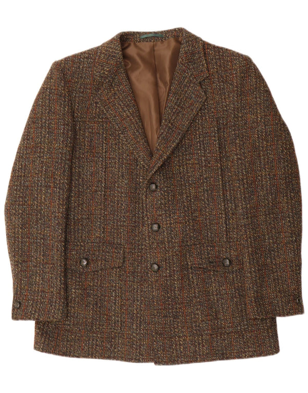 Harris Tweed Mens 3 Button Blazer Jacket IT 41 Large Brown Check Wool