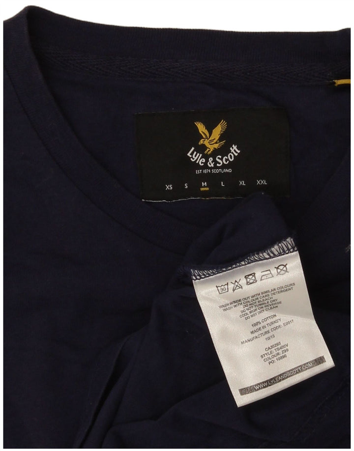 Lyle & Scott Mens T-Shirt Medium Navy Blue Cotton