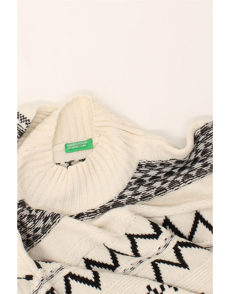 BENETTON Womens Oversized Turtle Neck Jumper Sweater UK 6 XS White | Vintage Benetton | Thrift | Second-Hand Benetton | Used Clothing | Messina Hembry 