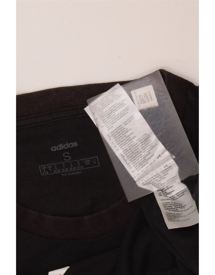 ADIDAS Womens Graphic T-Shirt Top UK 8/10 Small Black Cotton