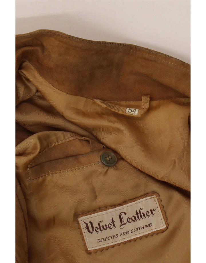 Vintage Mens Suede Jacket IT 54 XL Beige Leather