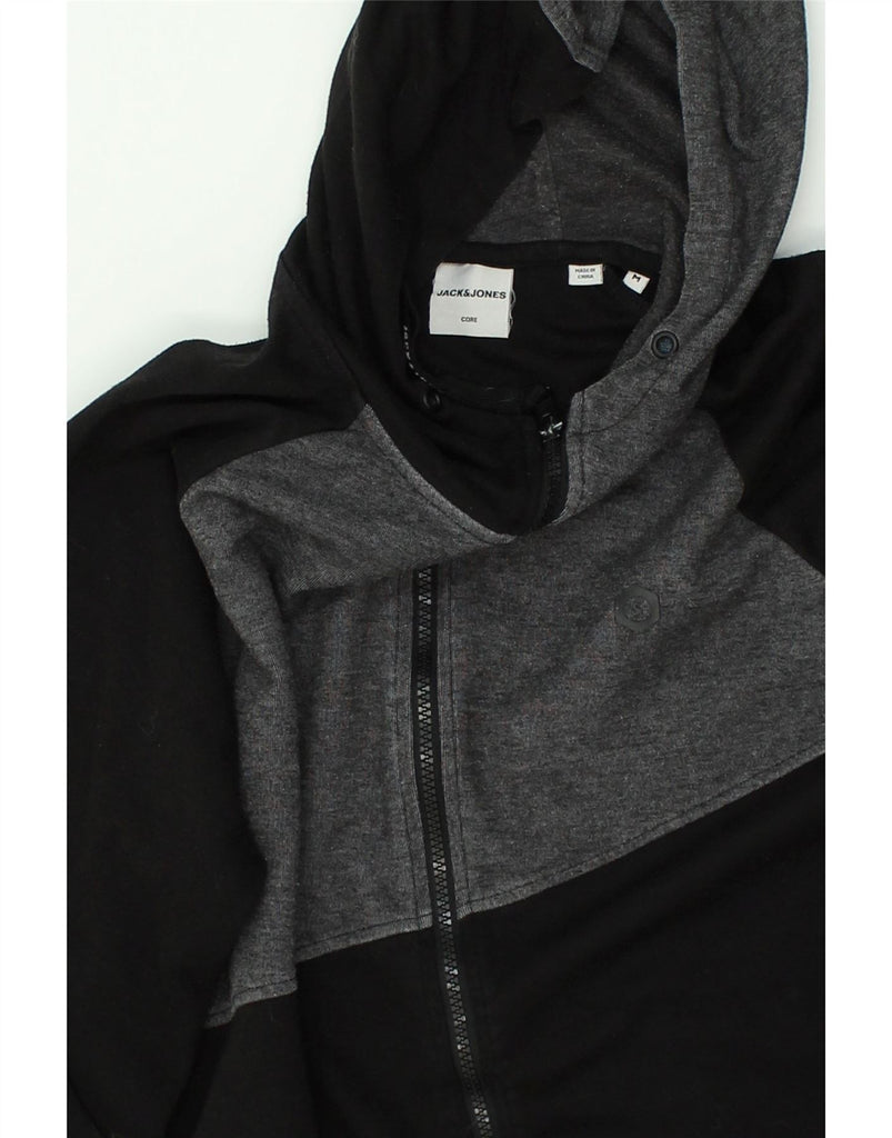 JACK & JONES Mens Zip Hoodie Sweater Medium Black Colourblock Cotton | Vintage Jack & Jones | Thrift | Second-Hand Jack & Jones | Used Clothing | Messina Hembry 