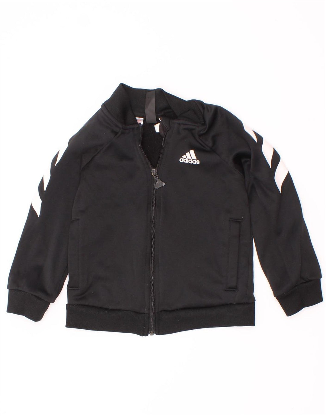Adidas Boys Tracksuit Top Jacket 3-4 Years Black Colourblock Polyester