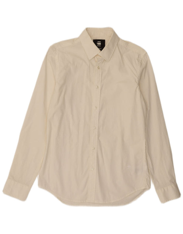 G-Star Mens Shirt Small Off White Cotton
