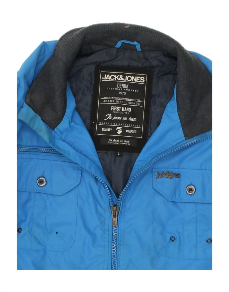 JACK & JONES Mens Bomber Jacket UK 40 Large  Blue Polyester | Vintage Jack & Jones | Thrift | Second-Hand Jack & Jones | Used Clothing | Messina Hembry 