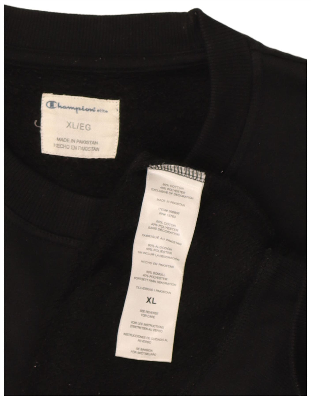 Champion Mens Sweatshirt Jumper XL Black Cotton