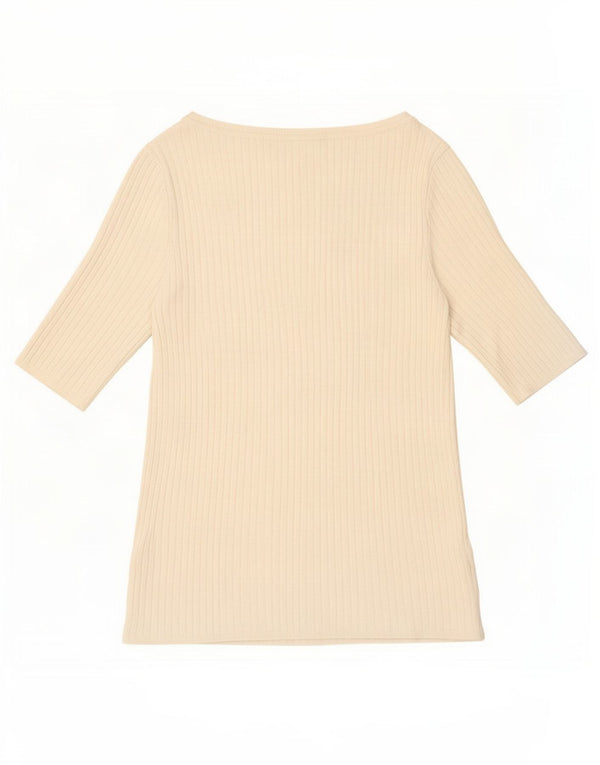 Marks & Spencer Womens Top 3/4 Sleeve UK 12 Medium Off White Viscose