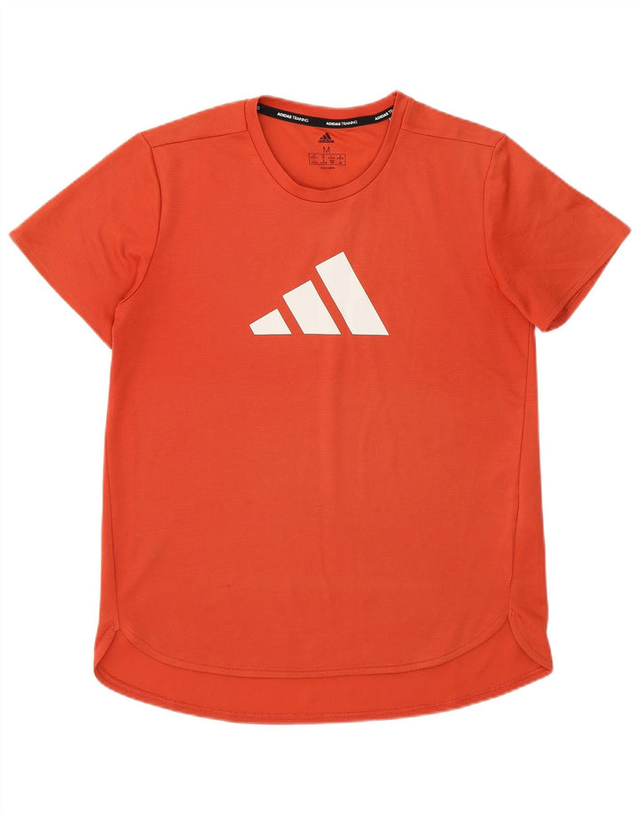 Adidas Womens Graphic T-Shirt Top UK 12/14 Medium Orange Polyester
