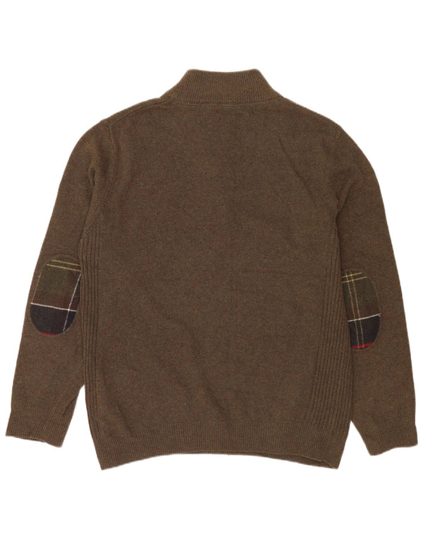 Barbour Mens Zip Neck Jumper Sweater XL Khaki Wool