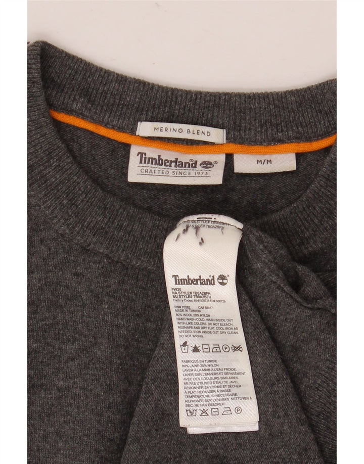 Timberland Mens Crew Neck Jumper Sweater Medium Grey Wool
