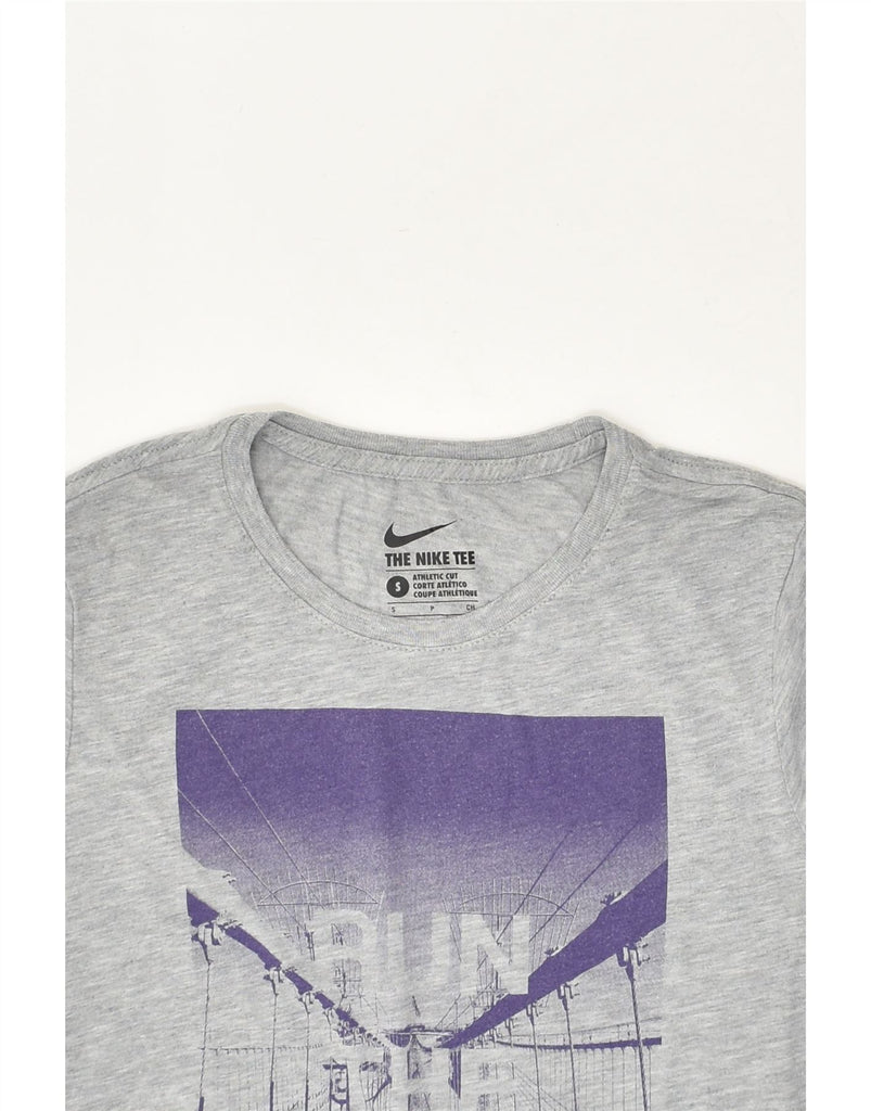 NIKE Womens Athletic Cut Graphic T-Shirt Top UK 10 Small Grey Polyester | Vintage Nike | Thrift | Second-Hand Nike | Used Clothing | Messina Hembry 