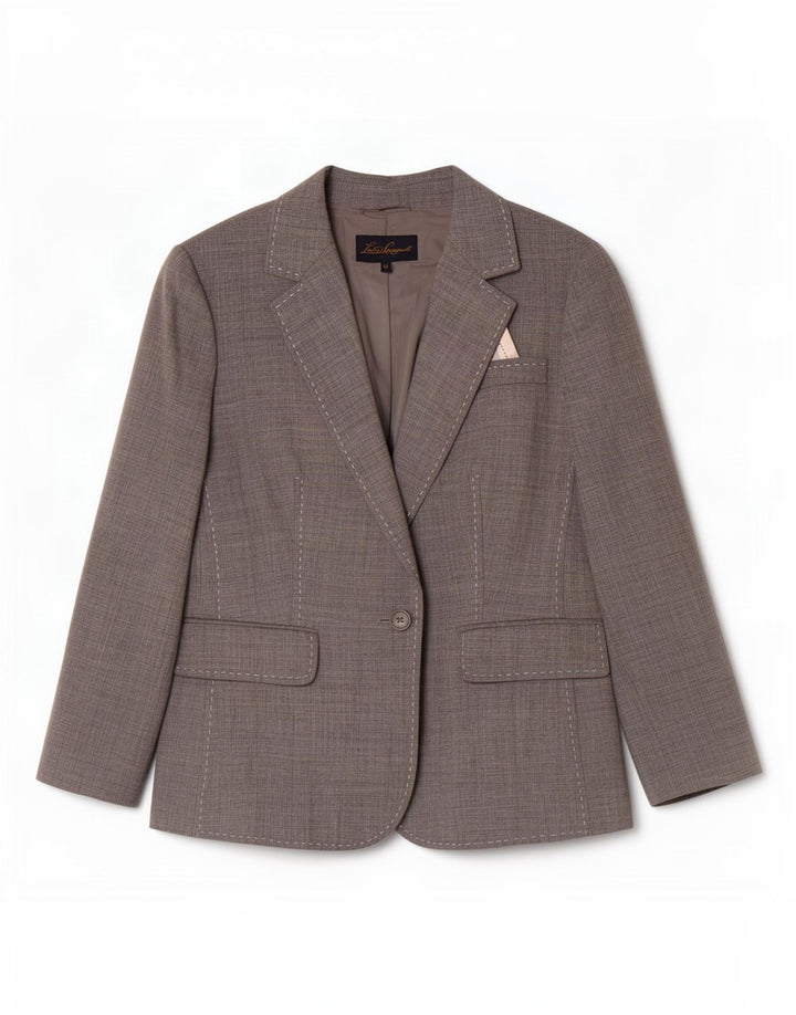 Luisa Spagnoli Womens 3/4 Sleeve 1 Button Blazer Jacket IT 46 Large Grey