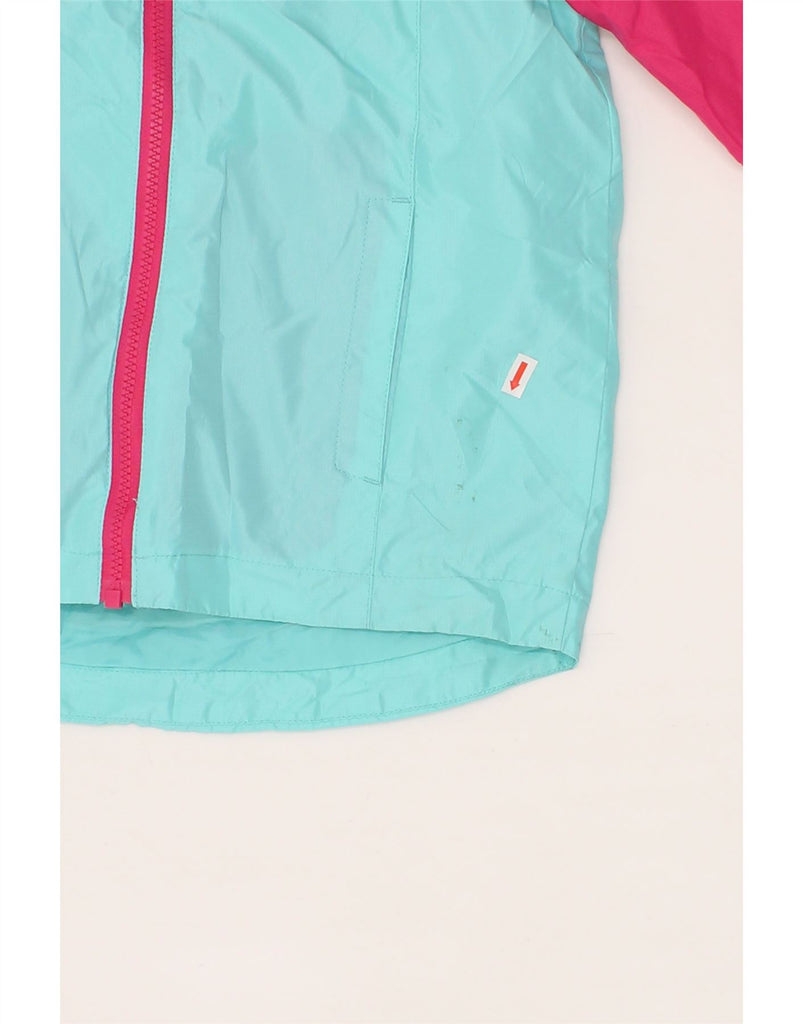 EDDIE BAUER Boys Hooded Rain Jacket 7-8 Years Small Turquoise Colourblock Vintage Eddie Bauer and Second-Hand Eddie Bauer from Messina Hembry 