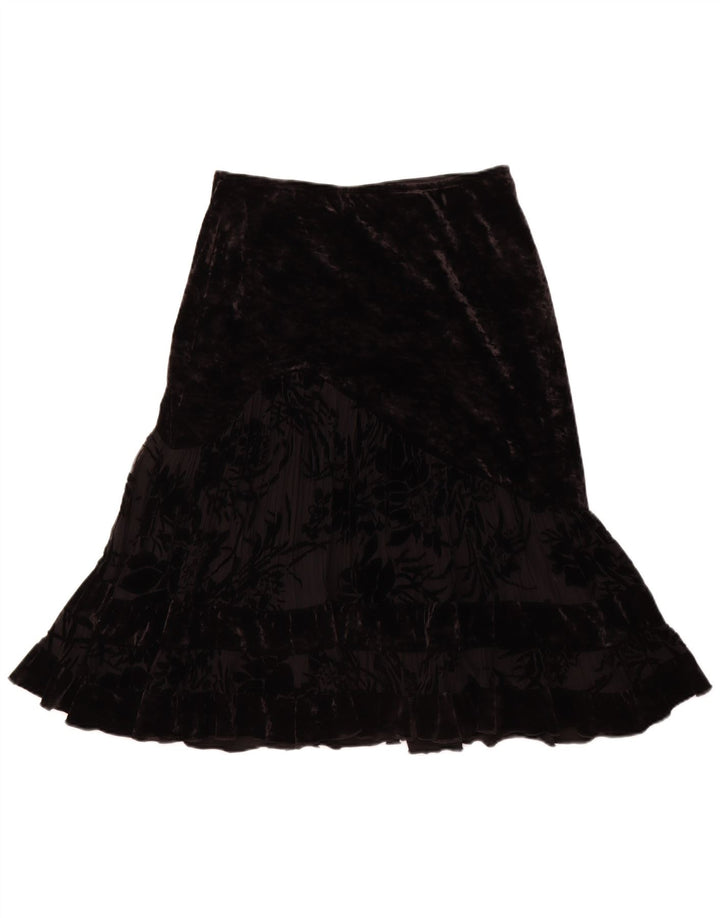 JOSEPH RIBKOFF Womens Velour Trumpet Skirt UK 14 Large W30 Black Polyester