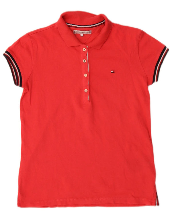 Tommy Hilfiger Girls Polo Shirt 11-12 Years Red Cotton