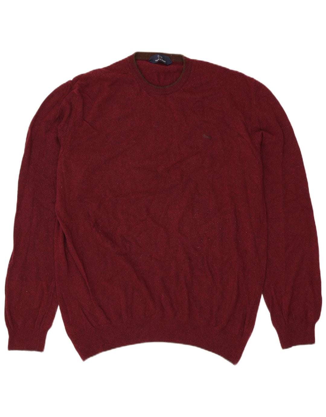 HARMONT & BLAINE Mens Crew Neck Jumper Sweater 3XL Burgundy Merino Wool