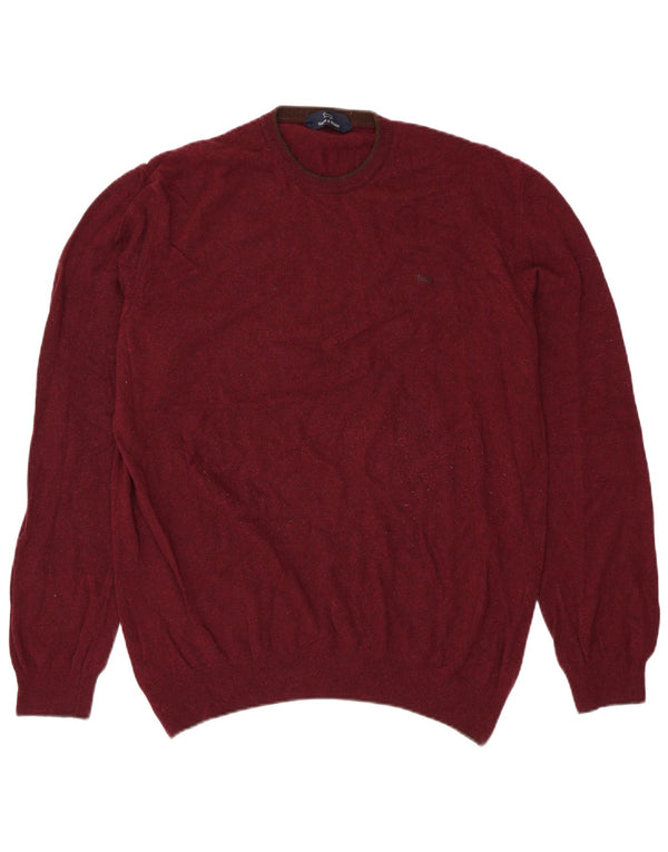 HARMONT & BLAINE Mens Crew Neck Jumper Sweater 3XL Burgundy Merino Wool