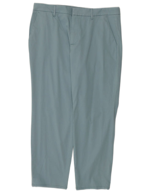Marks & Spencer Womens Tapered Cropped Trousers UK 16 Large W34 L26 Blue