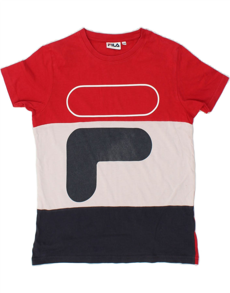 FILA Boys Graphic T-Shirt Top 11-12 Years Multicoloured Colourblock Cotton Vintage Fila and Second-Hand Fila from Messina Hembry 