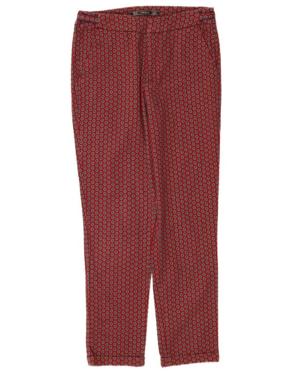 Zara Womens Trafaluc Straight Chino Trousers Medium W28 L28 Red Geometric