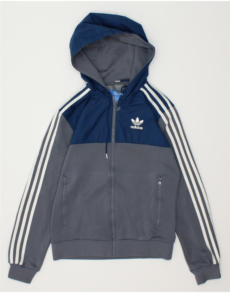 ADIDAS Mens Zip Hoodie Sweater XS Grey Colourblock Polyester | Vintage Adidas | Thrift | Second-Hand Adidas | Used Clothing | Messina Hembry 