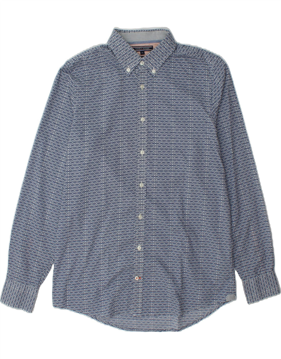 TOMMY HILFIGER Mens Slim Fit Shirt Medium Navy Blue Geometric Cotton Vintage Tommy Hilfiger and Second-Hand Tommy Hilfiger from Messina Hembry 