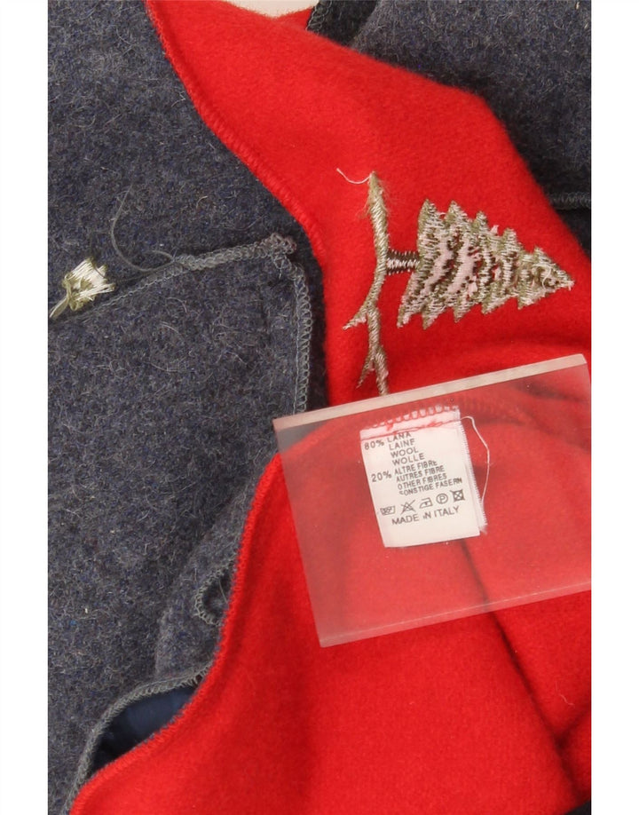 Vintage Womens Waistcoat UK 14 Medium Red Colourblock Wool