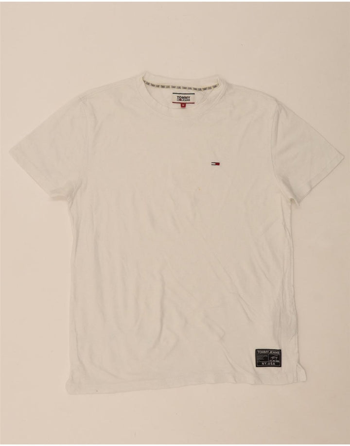 TOMMY HILFIGER Mens T-Shirt Top Medium White Cotton Vintage Tommy Hilfiger and Second-Hand Tommy Hilfiger from Messina Hembry 