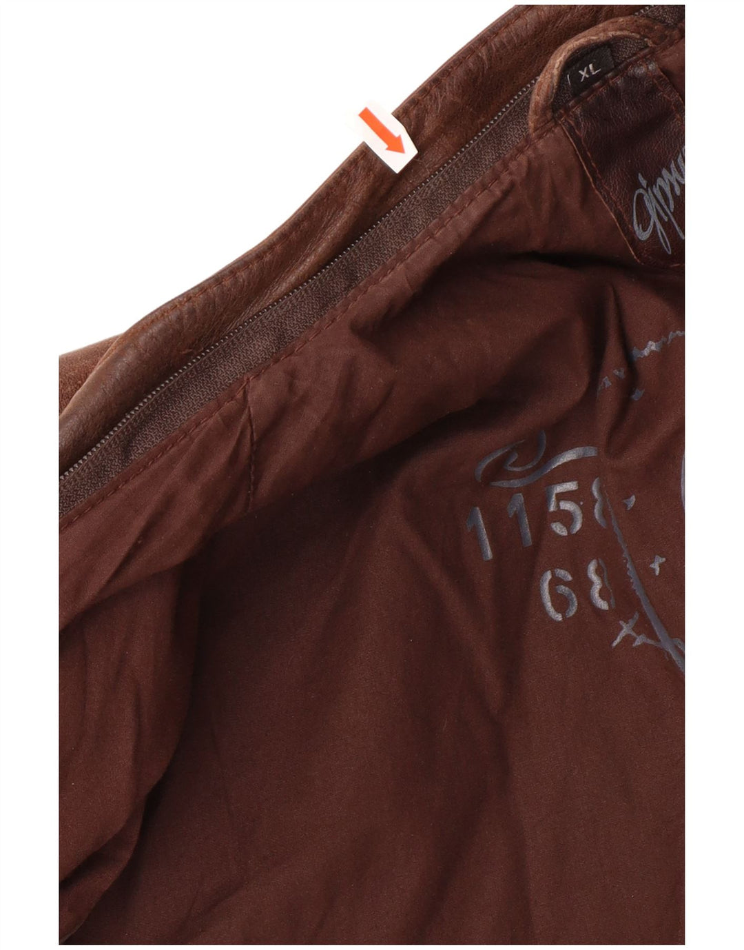 GIPSY Mens Slim Leather Jacket UK 42 XL Brown Leather