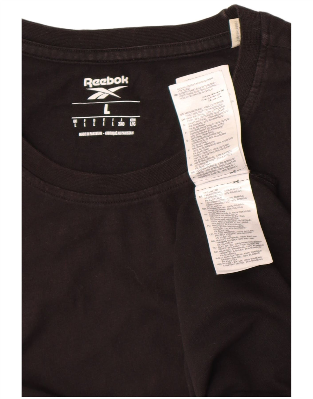 Reebok Mens T-Shirt Top Large Black Cotton