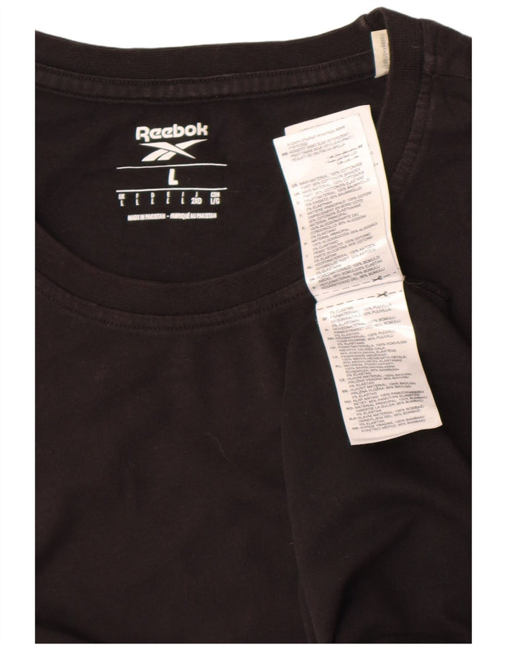 Reebok Mens T-Shirt Top Large Black Cotton