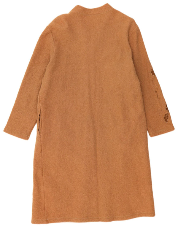 Vintage Womens Overcoat UK 22 3XL Beige Floral Wool