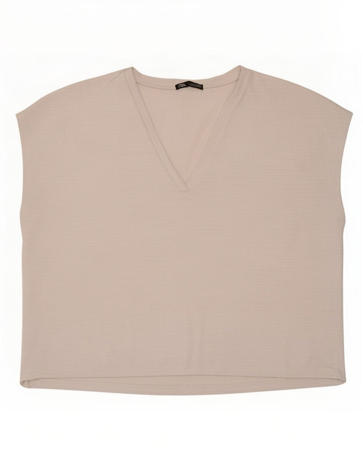 Zara Womens Oversized Vest Top UK 10 Small White Polyester